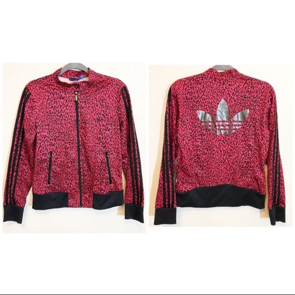 adidas Jackets & Coats Rare Red Cheetah Print Adidas Track Jacket